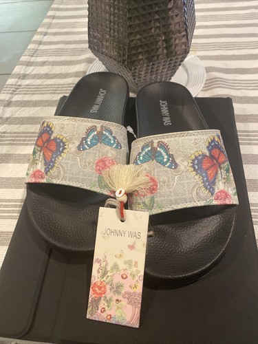 Johnny Was ""Holly"" Toboganes junto a la piscina - Nuevo con etiqueta/bolso de almacenamiento - Para mujer Talla 6,0 - Imagen 4 de 12