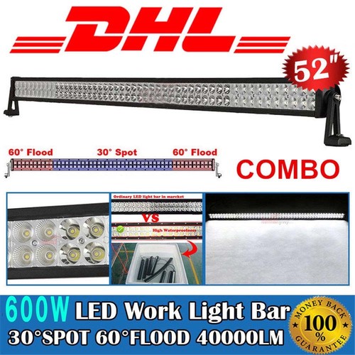 52" 600W CREE led flood spot combo led work light bar OFFROAD 4WD SUV BOAT ATV