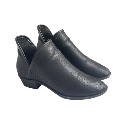 Madden Girl Blaine Black Perforated Pull On Ankle Boots Women s Size 7
