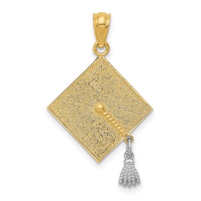 14k Gelbgold Rhodium 3-D Graduierung Kappe bewegliche Quaste Anhänger für Frauen