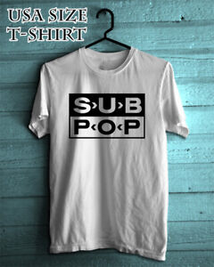 Sub Pop Records Logo Men's Black Tees T-Shirt Size S-3XL
