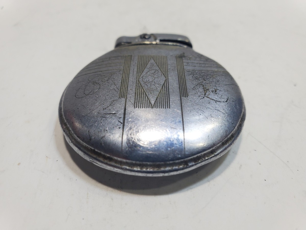 Working Vintage ACE Ronson Round Silver Lighter / Rondette