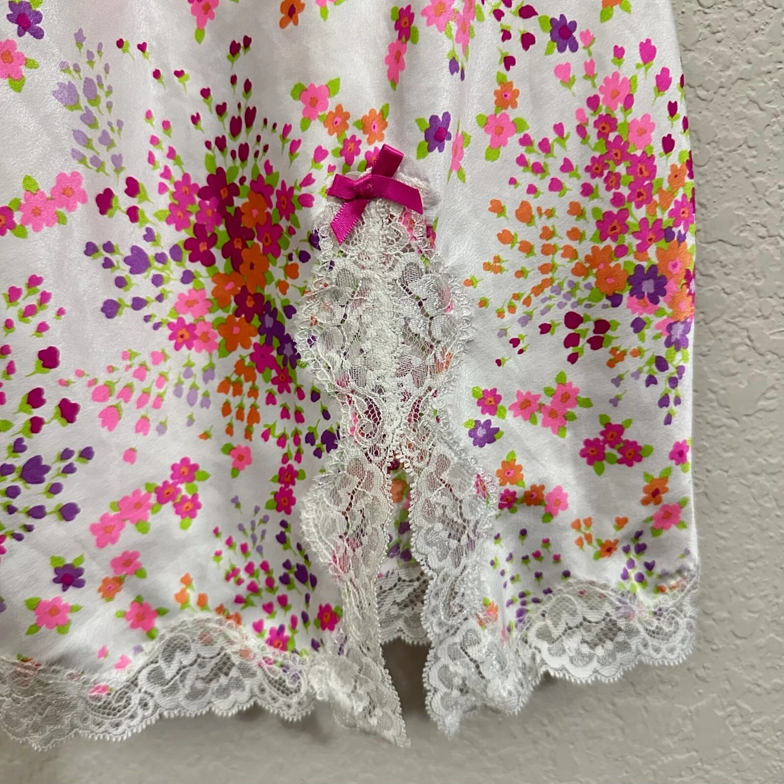 VALENTINO VINTAGE VICTORIA'S SECRET abito slip donna S bianco Ditsy floreale raso babydoll