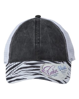 Women's Printed Visor Mesh Back Cap Ponytail Cap with Custom Monogram