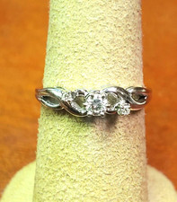Vintage Starfire 14k White Gold Diamond Engagement Ring Size 6.5