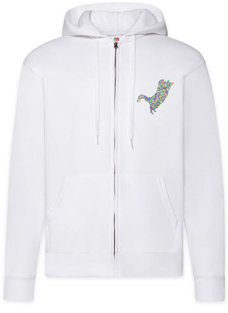 Colored Cat I Zipper Hoodie Toon Cartoon Comic Look Techno Rave Raver Rainbow
