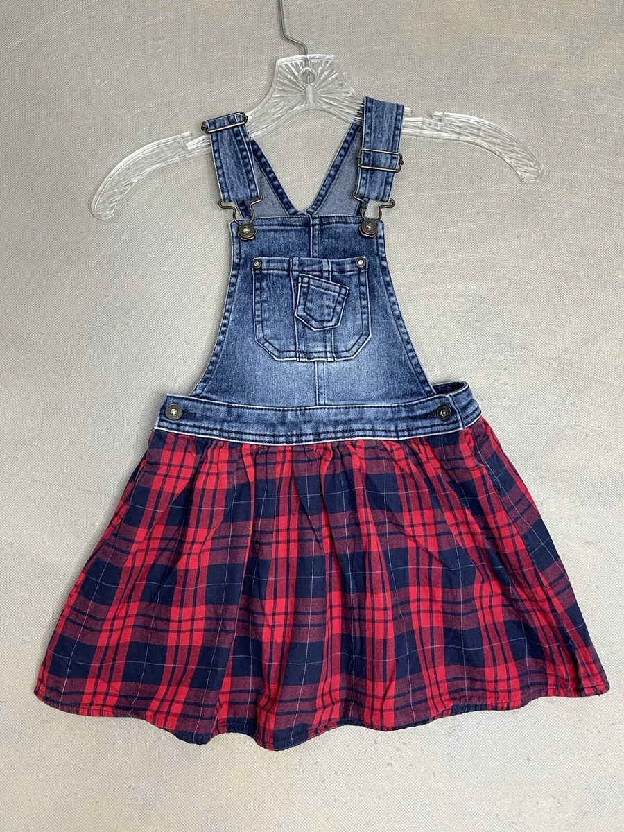 Denim and red plaid clearance skirt