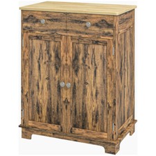 MDF Rubberwood Kitchen Storage Cabinet Natural Rustic Brown
