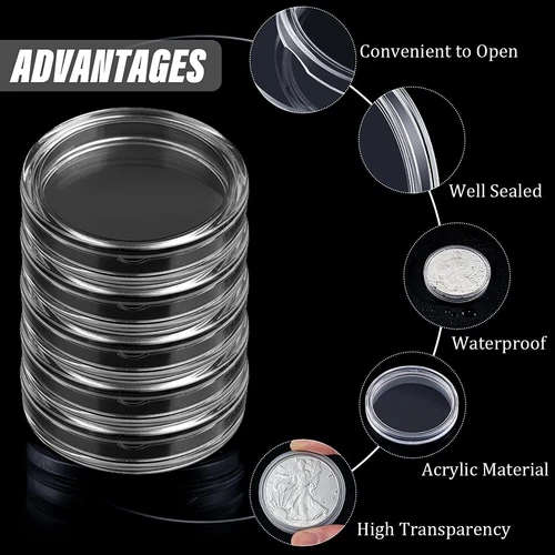 10 Pcs Coin Holder Clear Round Capsules 40.6mm for 2oz Coin Silver Round Storage - Bild 3 von 8