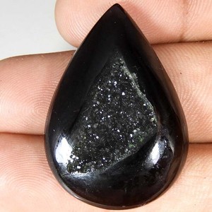 36 45cts 100 Natural Onyx Black Druzy Agate Pear Cabochon Rare Loose Gemstones Ebay