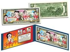 BETTY BOOP Genuine Legal Tender U.S. $2 Bill *OFFICIALLY LICENSED* with Holder