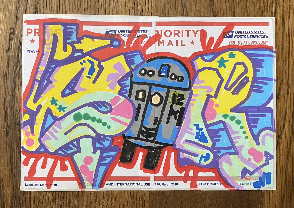 Sar TMB RIS Signed hand drawn USPS Sticker Urban Graffiti Street