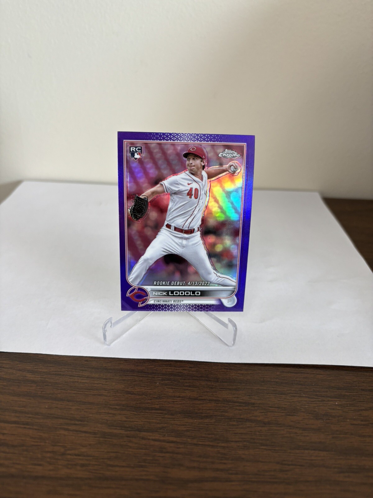 2022 Topps Update Chrome USC65 Nick Lodolo Rookie Debut Purple Refractor