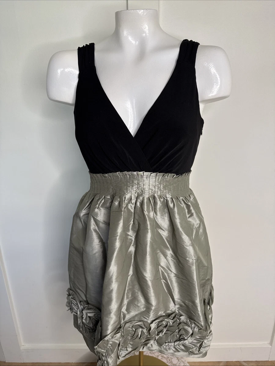 bcbg black silver dress BCBG MAX AZRIA Black Andi Sleeveless Asymmetric Tulle Gown DressNWT REATIL  $398