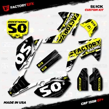 White & Yellow Slick Racing Graphics Kit fits Honda CRF150R 07-25 CRF 150R Decal