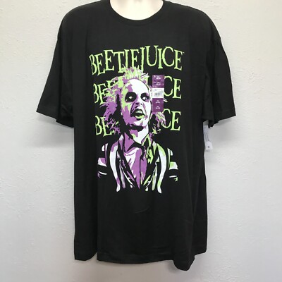 BeetleJuice T-Shirt Mens 2XL Black Graphic Print Short Sleeve Cotton
