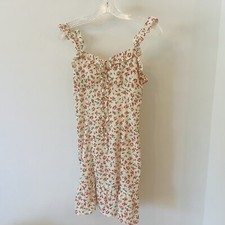 Nasty Gal Sz 2 (US) Flower Print, Pin Up Look-Flounce Detail Shoulder