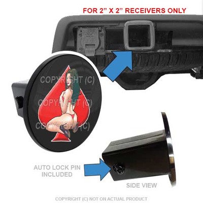 Custom Class 3 Tow Hitch Receiver 2'' Insert Plug Truck & SUV - GIRL RED SPADE F