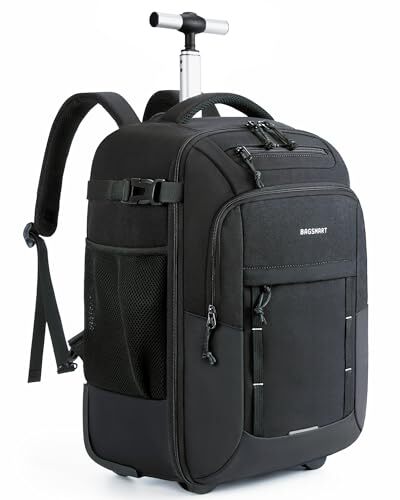 Rolling Backpack, 17 Inch Travel Laptop Wheeled Backpack, 40L Large Black
