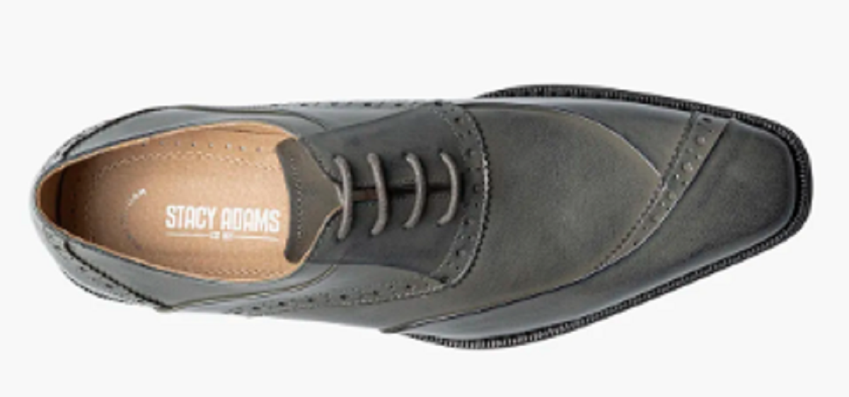 Stacy Adams Wingtip Oxford Shoes Memory Foam Size 12 M Light Gray Excellent Stacy Adams Mens Wickley Grey Suede Canvas Wingtip Oxford  main image 2