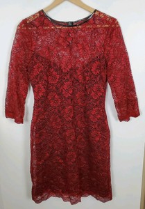 calvin klein red lace dress