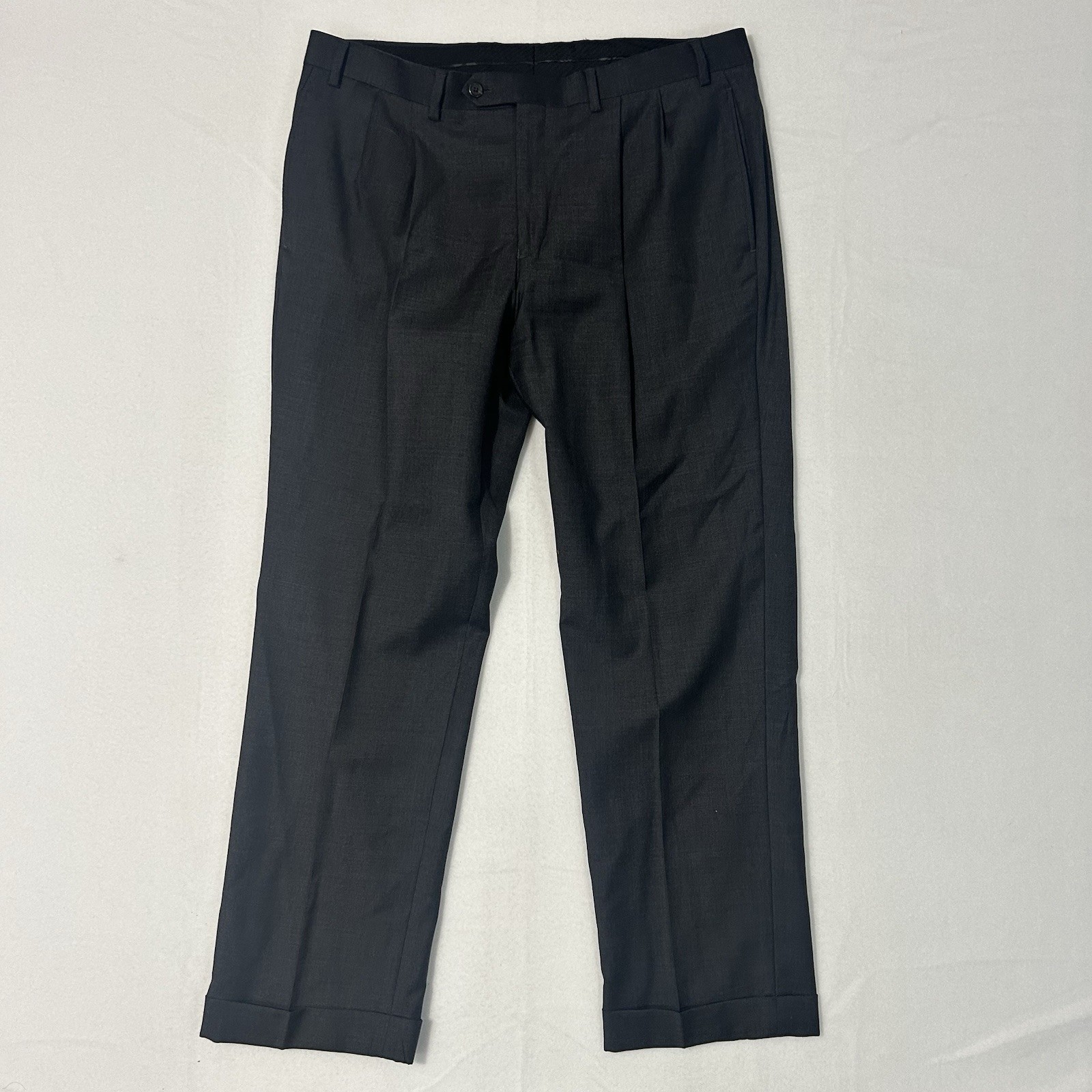 Lauren Ralph Lauren Mens 36x30 Black Wool Cashmere Pleated Tapered Pants