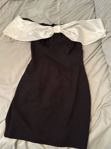 The Edit DB Studio Strapless Black/White Bow Mini Dress Sheath Ball Gown Sz 0