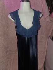 Oscar de la Renta Women  s Blue Nightgown Ruffle V Neck Sleep Dress S
