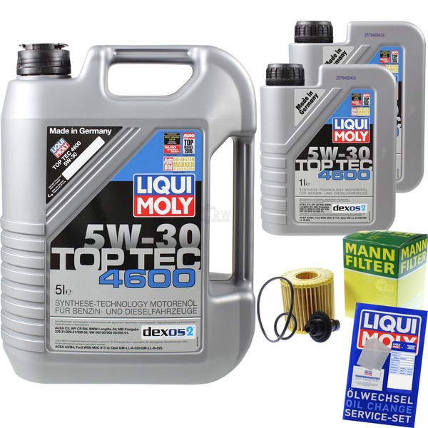 Mann Inspektionspaket 7L Liqui Moly Top Tec 4600 5W-30 FüR Toyota Yaris 1.4 D-4D-image