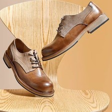 British Retro Business Casual Leather Men Genuine Leather Lace Up Workwear Shoes