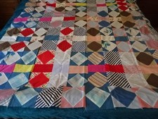 Vtg Quilt Top-70"x70" on point square within a square layout-vintage fabrics