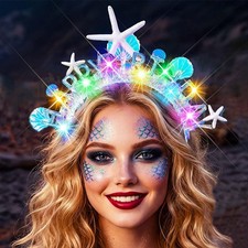 Light Up Mermaid Headband Birthday Crown Seashell Ocean Birthday Hair Accesso...