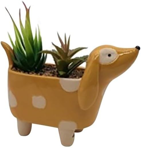 Ceramic Sausage Dog Plant Pot Dachshund Planter for Succulents
