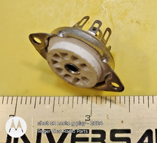 Unbranded 9 Pin Ceramic Tube Socket Bottom Mount 3/4" Hole 1-1/8" Centers