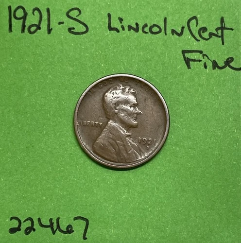 1921 S Lincoln Wheat Cent / Penny 1c Fine