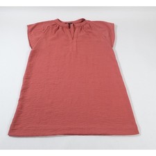 Banana Republic Dress Women S Petite Red Shift Split Neck Cap Sleeve Textured