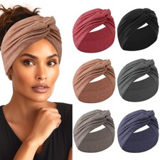 Extra Wide Headbands for Women, 7'' Large Cotton Like Turban Knotted Bandana ...