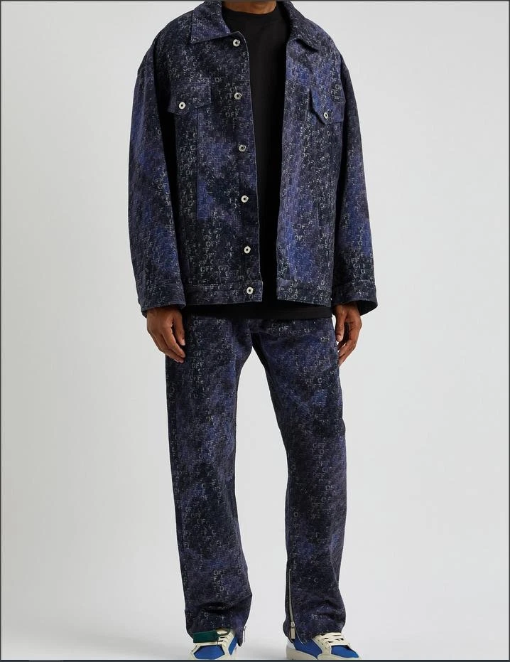 2k New Off-White c/o Virgil Abloh Jacket Coat Jacquard Denim Logo Men S Italy image 2