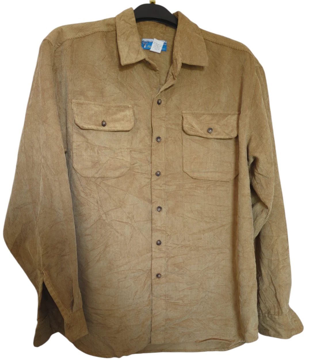 Vintage Stag Hill By Haband Corduroy Shirt Mens Large Tan Beige Over shirt 90s