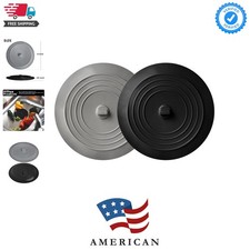 6" Kitchen  Bathtub Stoppers - Black  Gray Silicone Set of 2