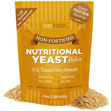 Pure Natural Non-fortified Nutritional Yeast Flakes 8 oz. Whole Food Based
