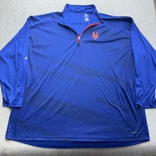 Majestic New York Mets Cool Base 1/4 Zip Pullover Blue Mens 5XLT Big & Tall MLB