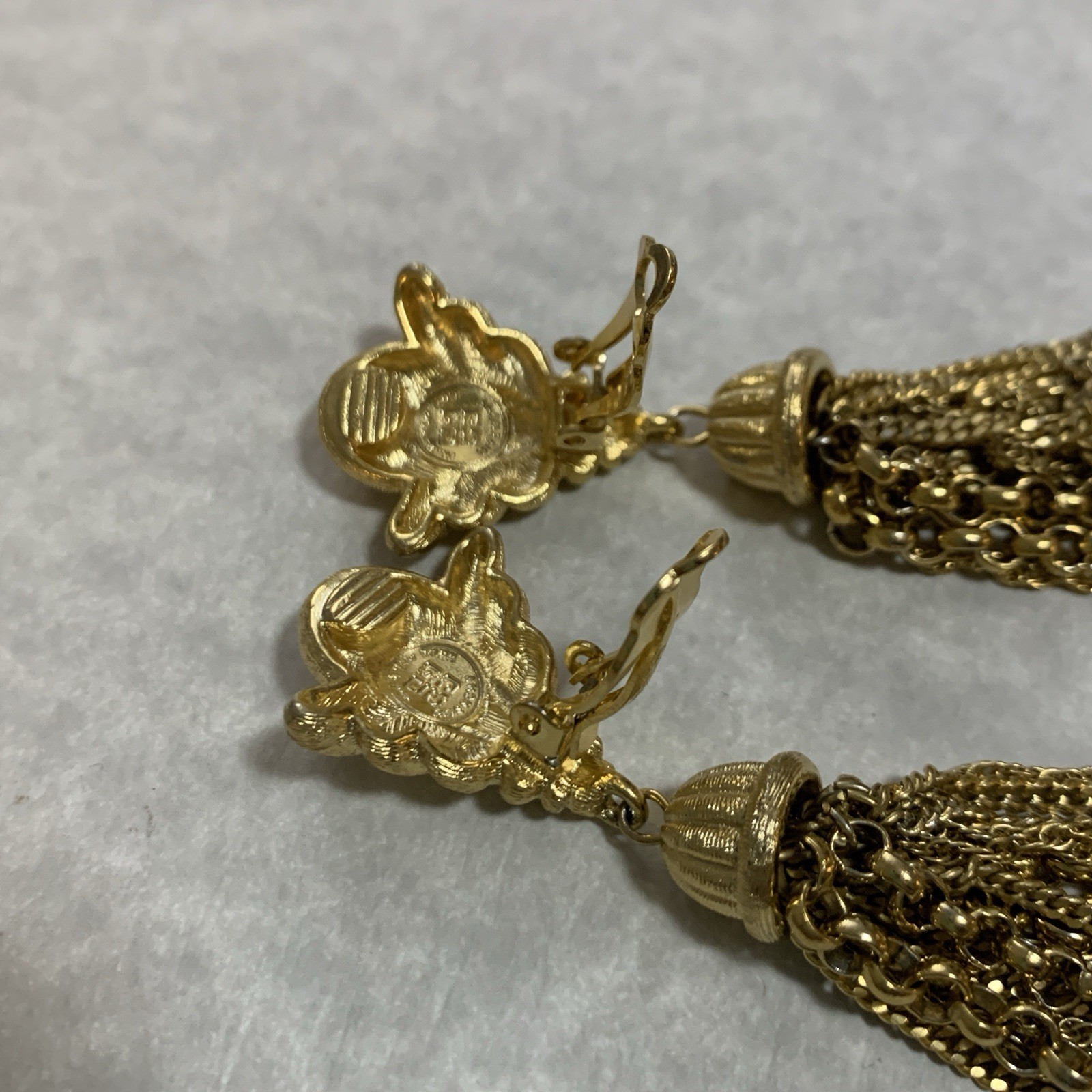 Vintage Givenchy Earrings Statement Tassels Clip On Brushed Gold Tone NY Paris thumbnail 21