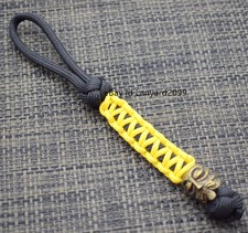 550 Paracord Handmade Knife Lanyard With Brass Meditation Beads / Keychains