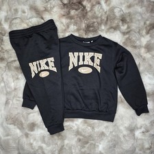 Nike Long Sleeve Sweatshirt Jogger 2 Piece Set Black/Brown Size 6 Boys NWT