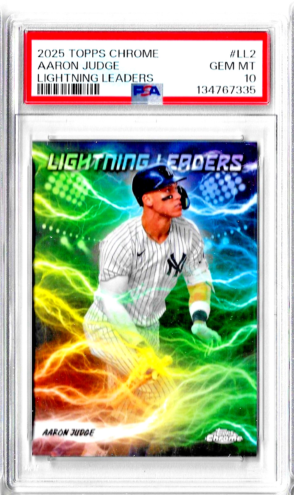 2025 Topps Chrome #LL2 Aaron Judge Lightning Leaders PSA 10