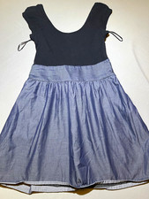 Express Black/Blue Scoop Neck Sleeveless Fit & Flare Pleated Zip Mini Dress 6