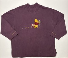 Vtg Disney Store Winnie the Pooh Piglet Sweatshirt XXL Purple Embroidered 90s