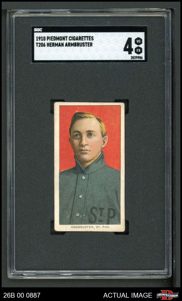 1909 T206 Herman Armbruster American Association - St. Paul SGC 4 - VG/EX