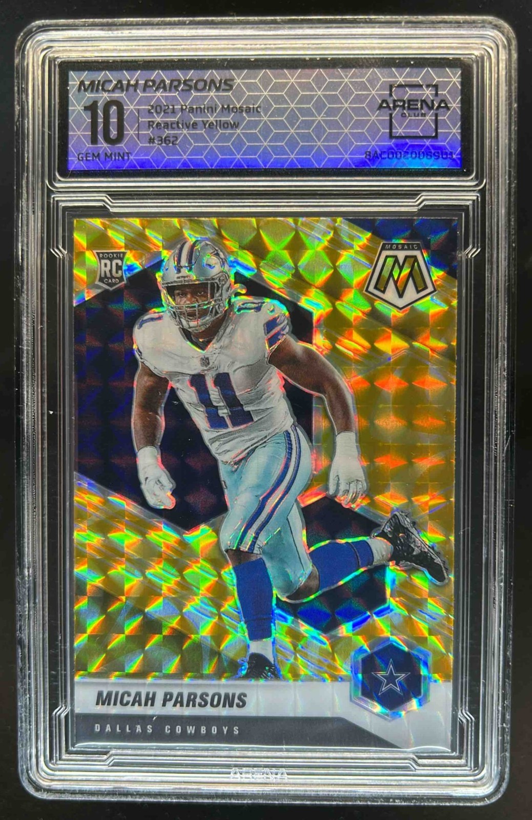 2021 Mosaic Micah Parsons RC Prizm Reactive Yellow #362 Cowboys ARENA 10